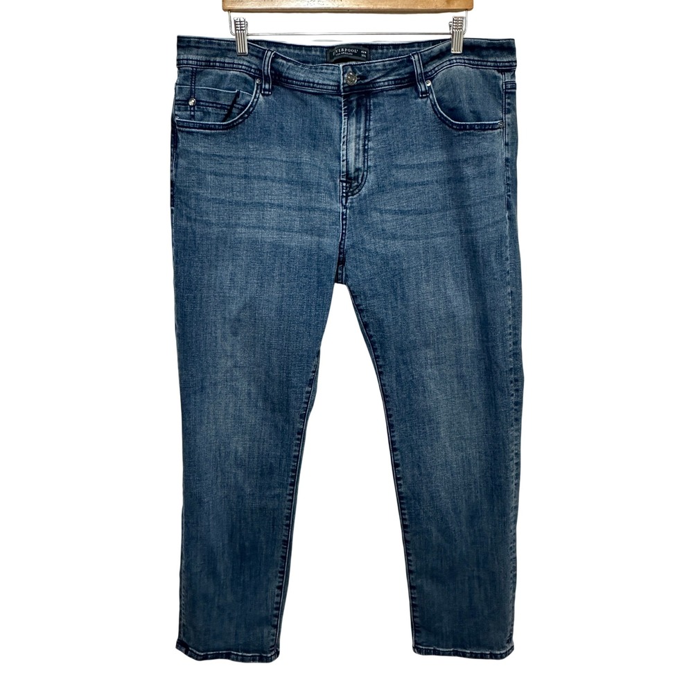 Liverpool Tapered Ankle Jeans Womens 42W Plus Blue Palo Alto Dark Stretch Denim